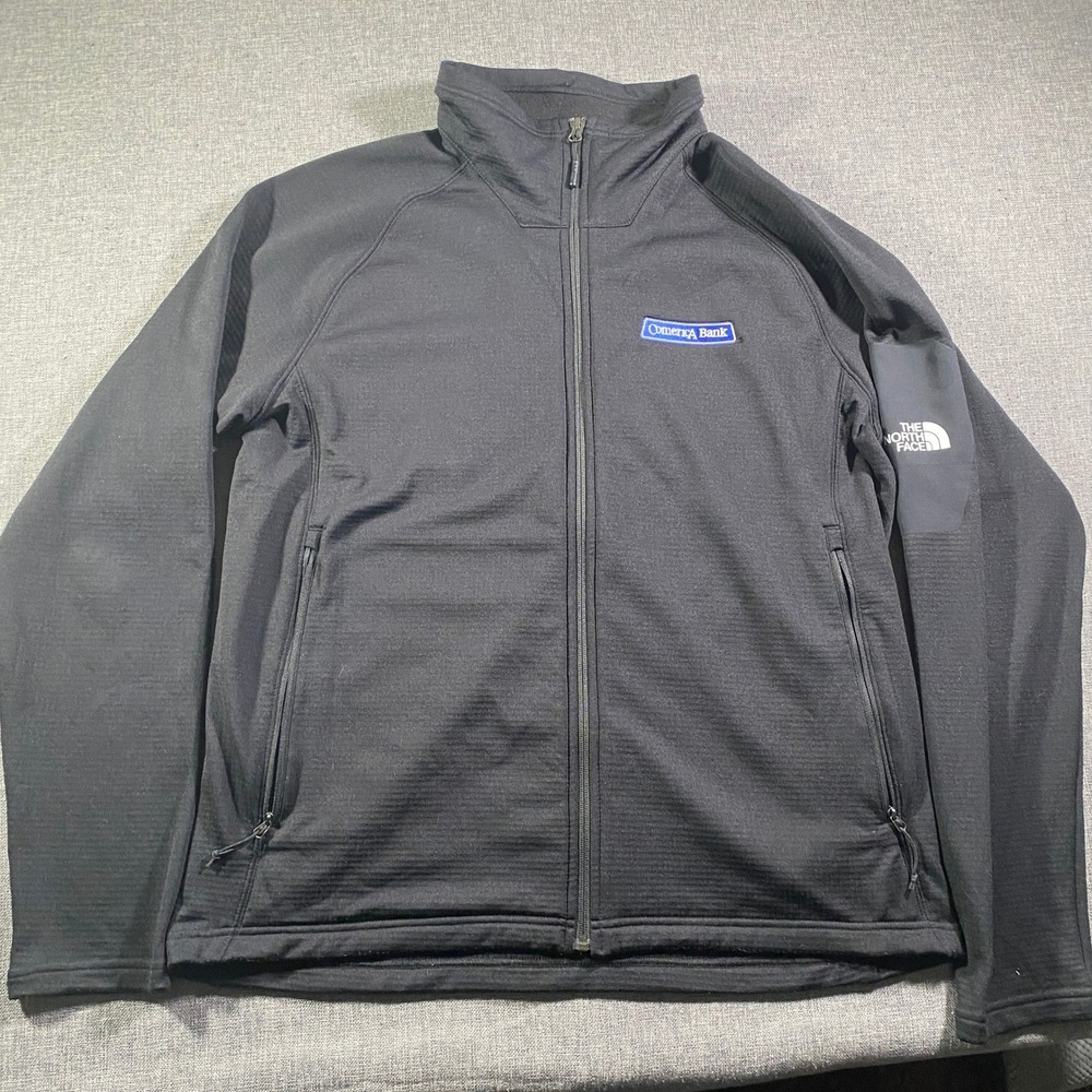 The North Face Mens Full Zip Jacket Black Mountain Peaks XL Thermal Fleece Lined